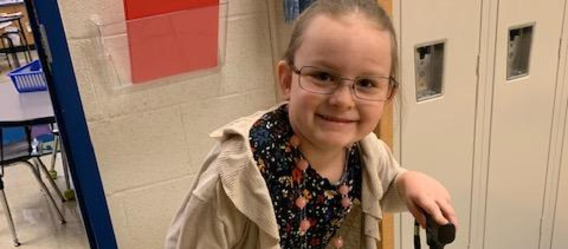 student dressed as 100 year old