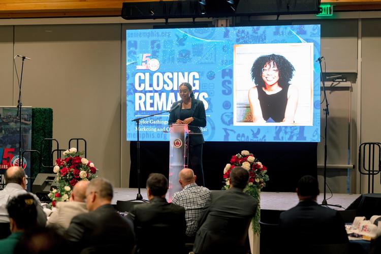 Memphis School of Excellence, Marketing & Outreach Specialist Taylor Gathings Giving Closing Remarks
