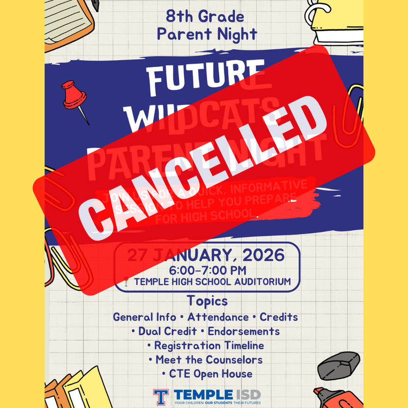 cancelled 8th grade future wildcat parent night
