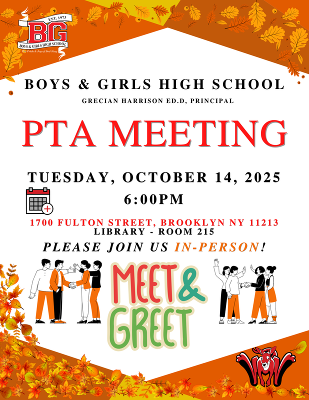 BGHS PTA Meeting - October 14, 2025 @ 6PM