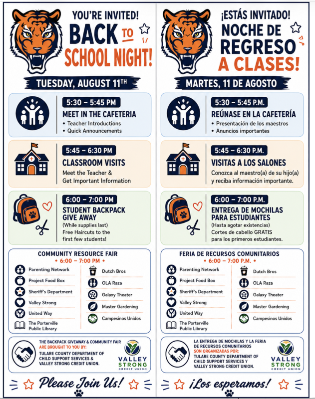 Back to School Night 8/11/26