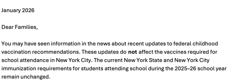 Vaccination Update Letter