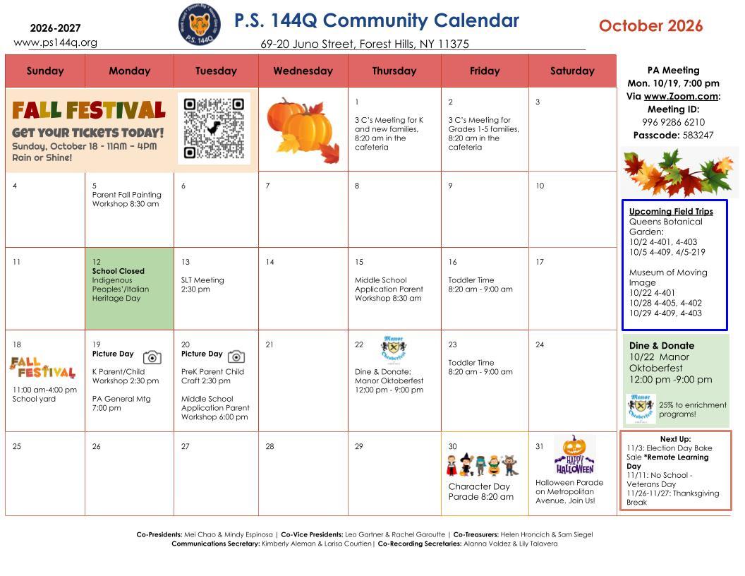 October Calendar Flyer