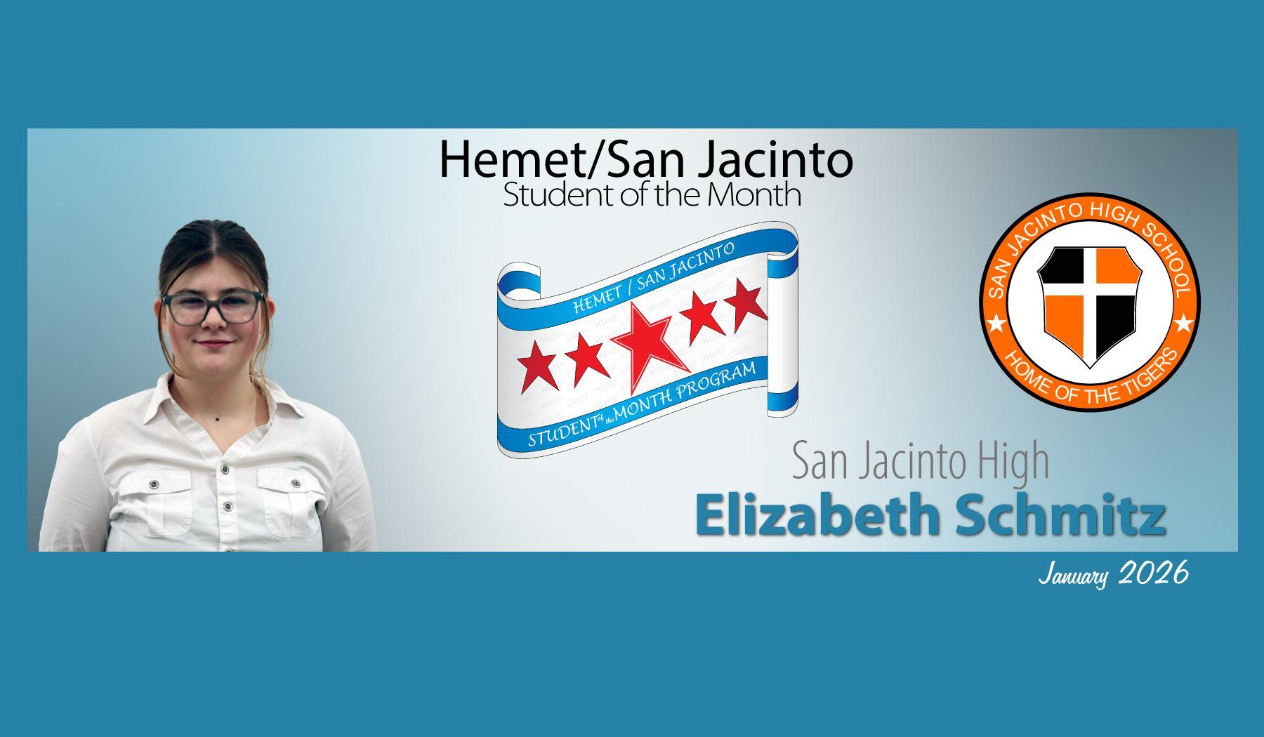 Student of the Month - Elizabeth Schmitz SJHS