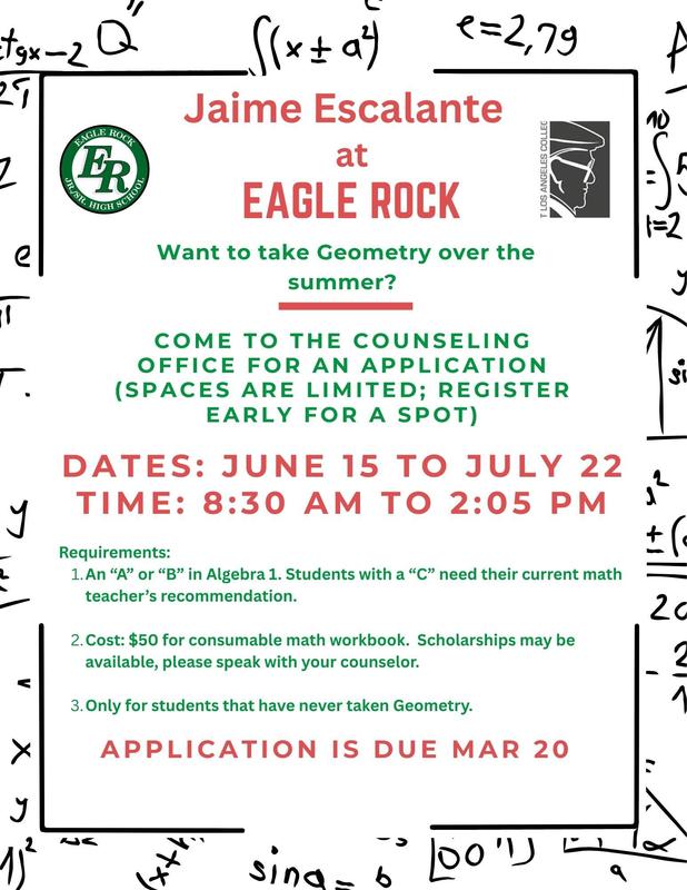 Jaime Escalante Summer math flyer