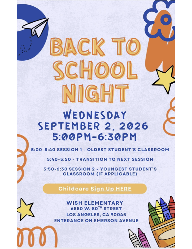 Back to School Night at WISH Elementary - 9/2! Featured Photo