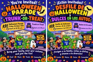 PARADE & TRUNK -OR- TREAT / DESFILE DE HALLOWEEN Y DULCES EN LOS AUTOS