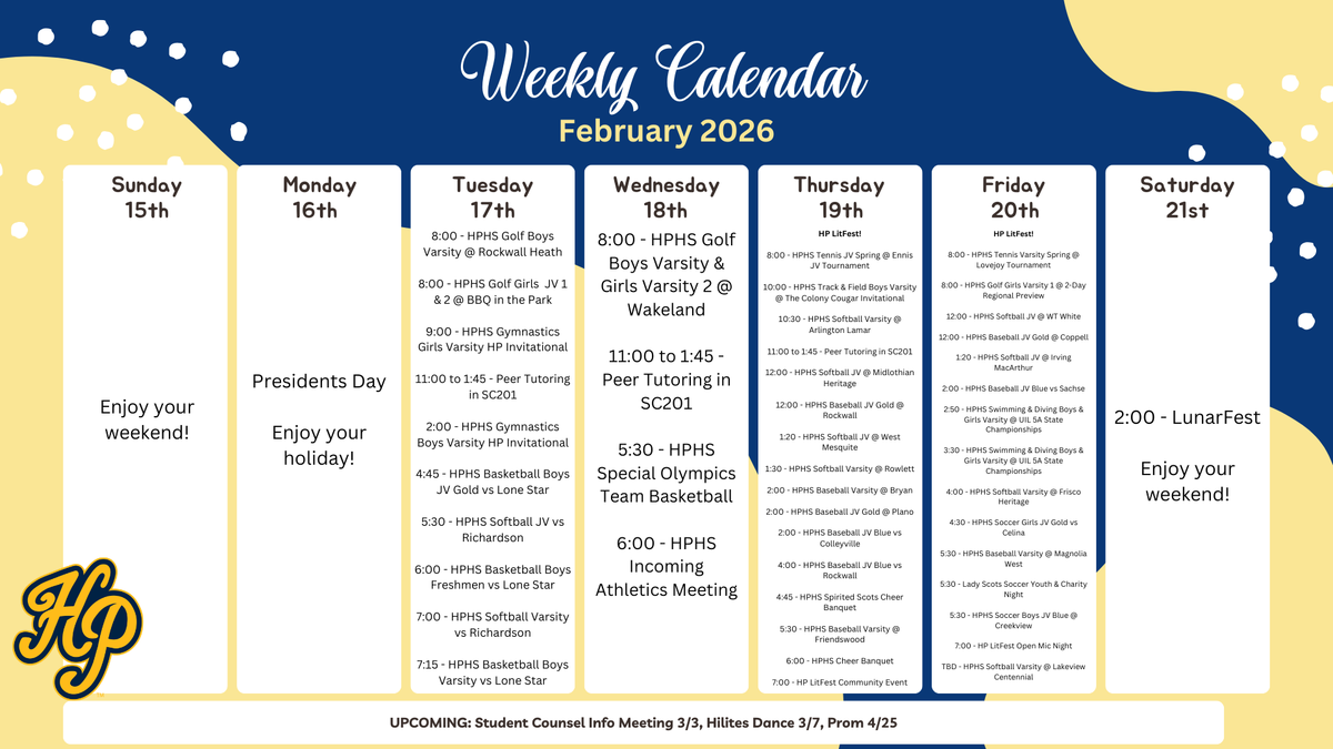 Weekly Events 2-16-26