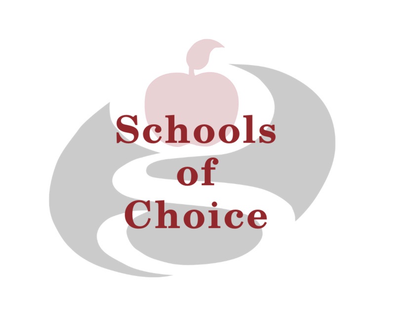 g logo with text Schools of Choice superimposed