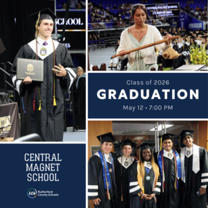 Cetral Magnet graduaes in caps and gowns