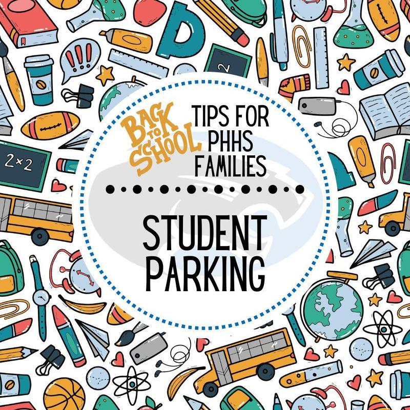 graphic that says "student parking"