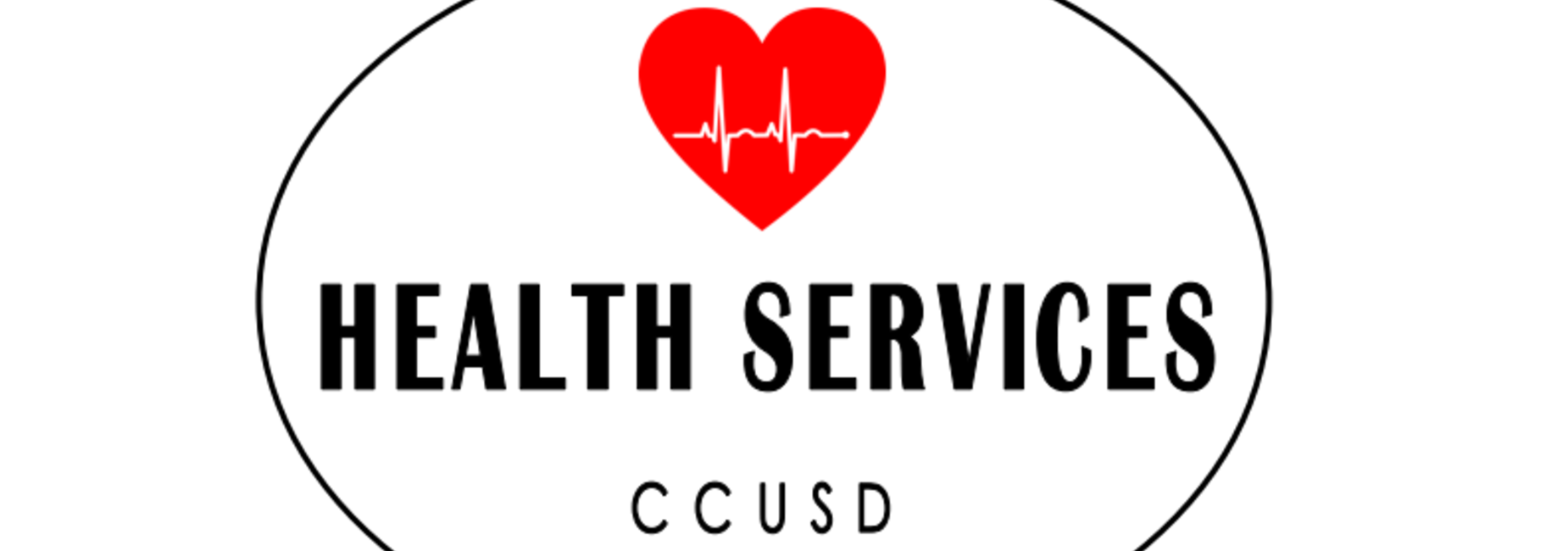 Logo featuring a red heart with an ECG line above the text 'HEALTH SERVICES CCUSD'.
