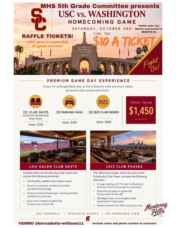 MHS 5th Grade Committee Presents:  Opportunity Drawing USC vs. Washington Featured Photo
