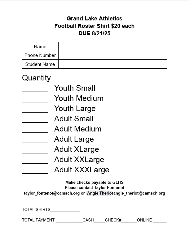 football roster shirt