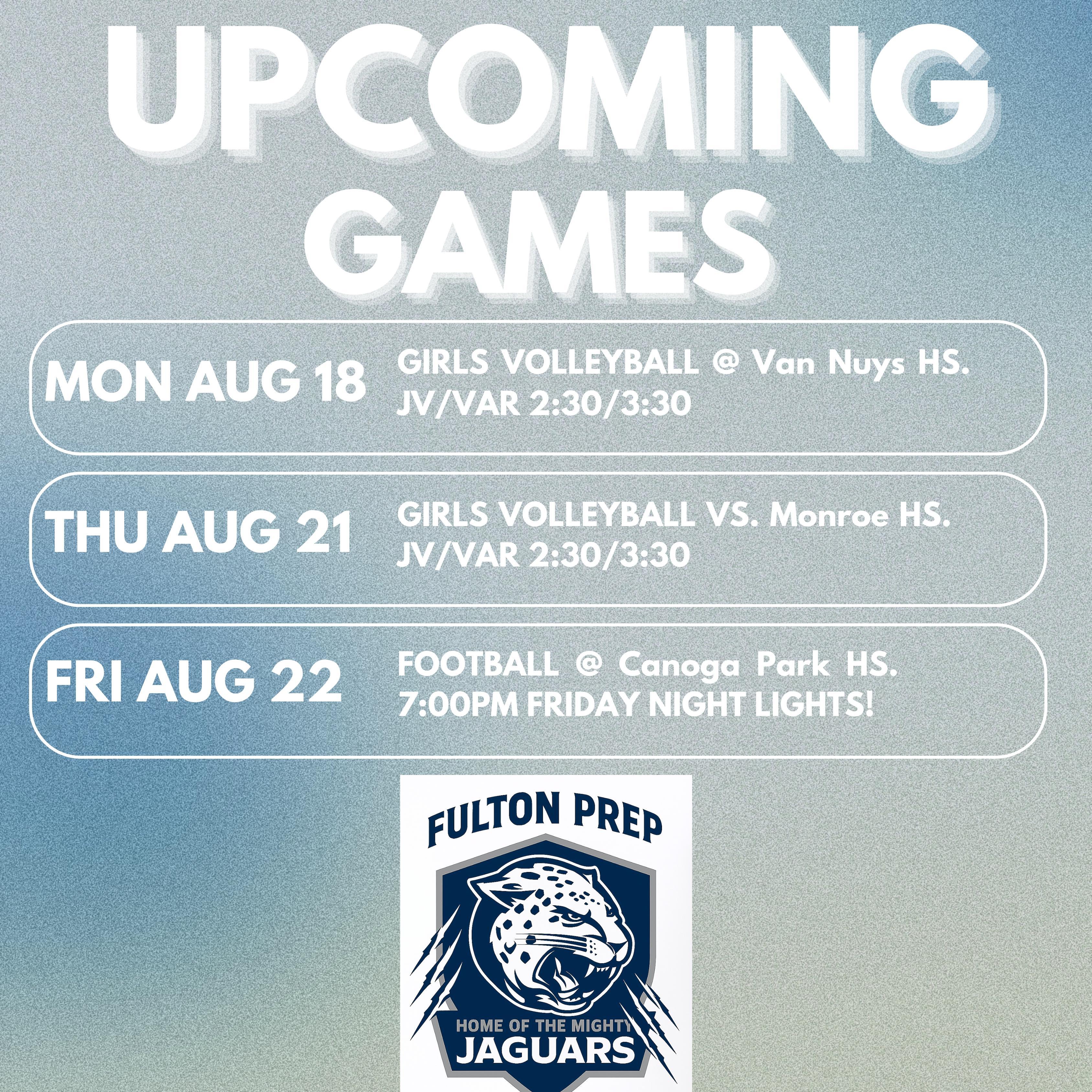 Please join us for our fall sports!!!!