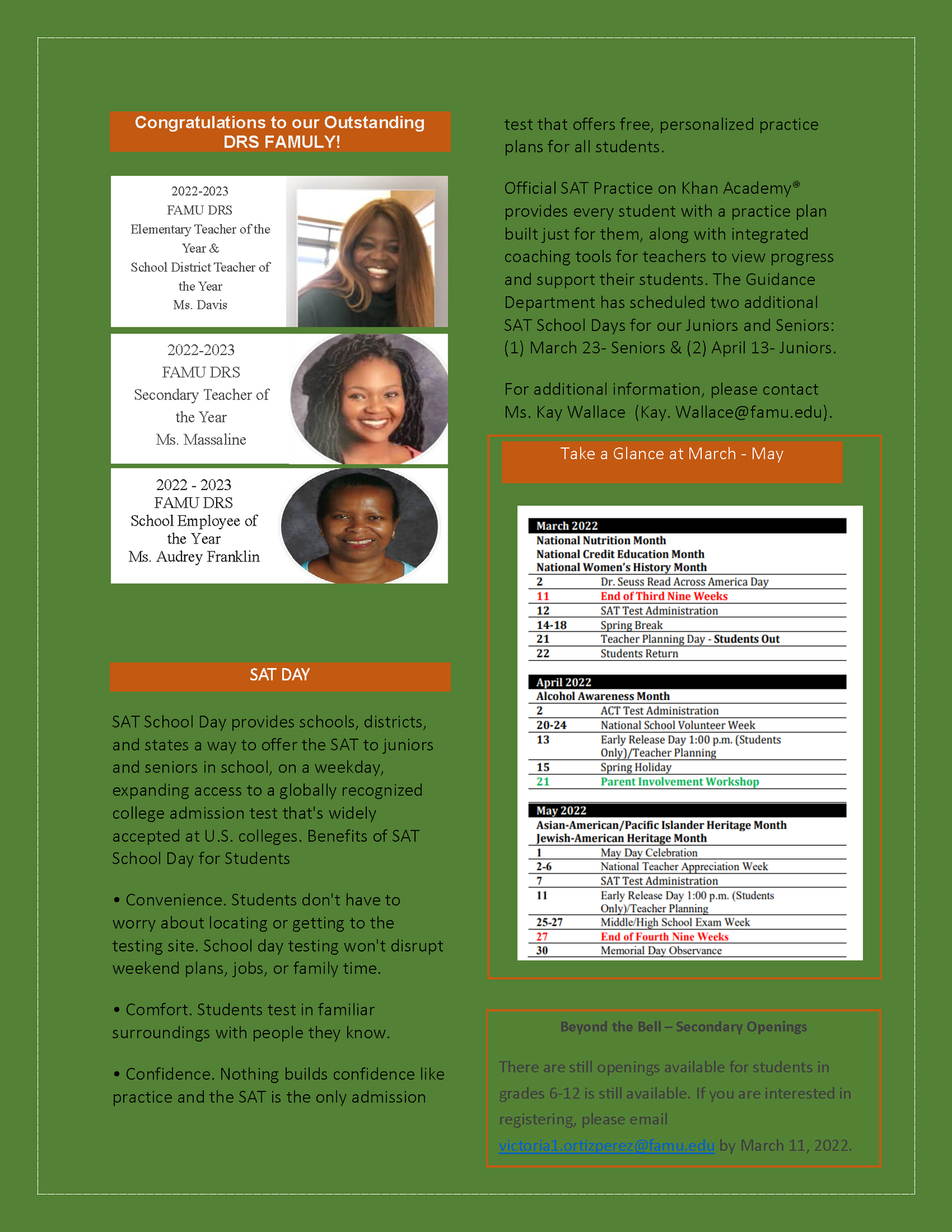 2022 Spring Parent Newsletter, Page 2