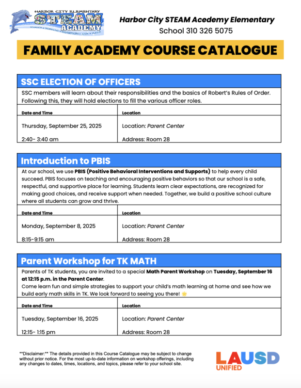 September Parent Academy