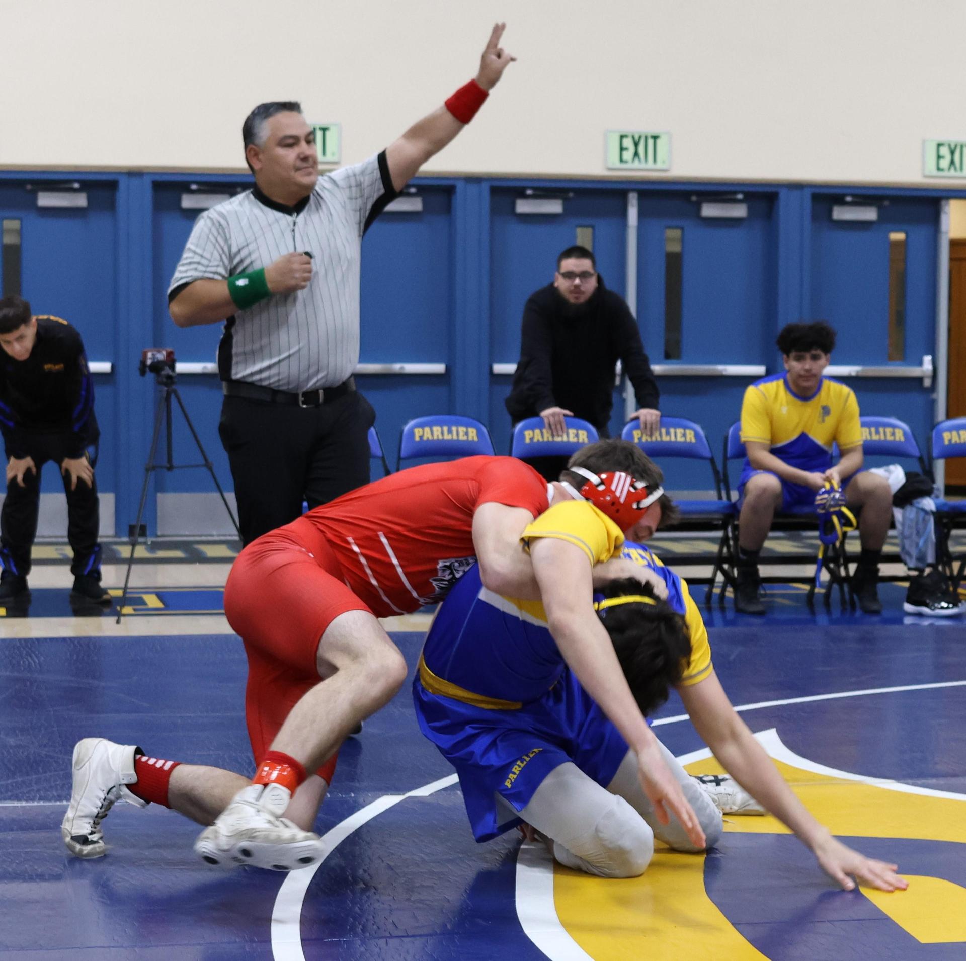 wrestlers in action at parlier