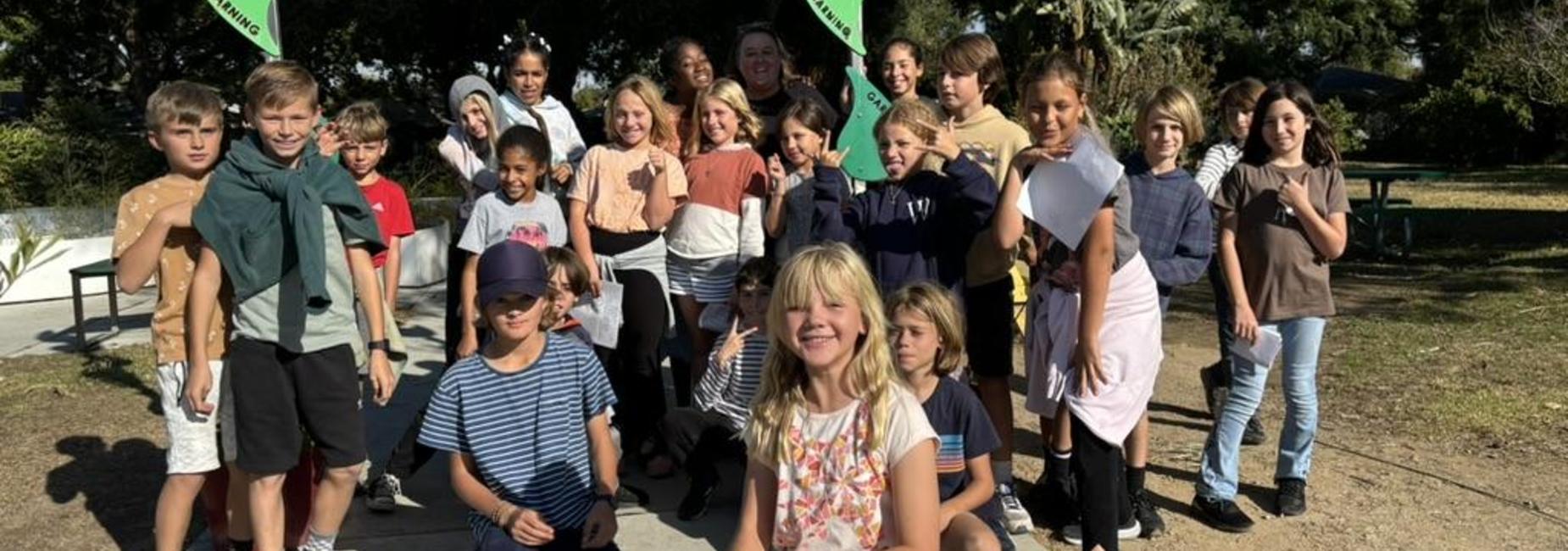 Students in the school garden