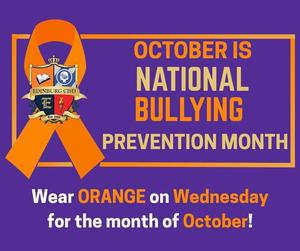 Wear orange on Wednesday for National Bullying prevention month
