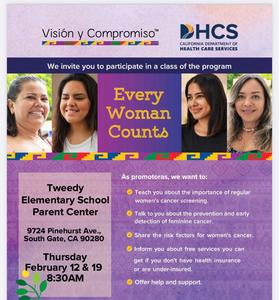 Every woman counts class for Thursday