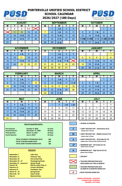 PUSD 26-27 School Calendar