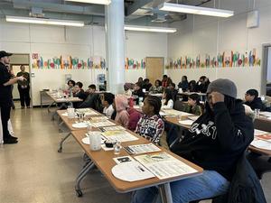 Students learning about food