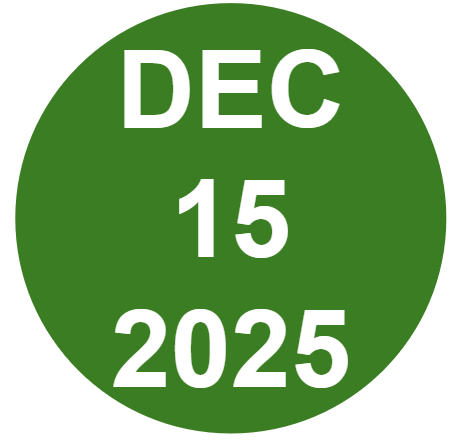 green circle white writing of date Dec 9, 2025