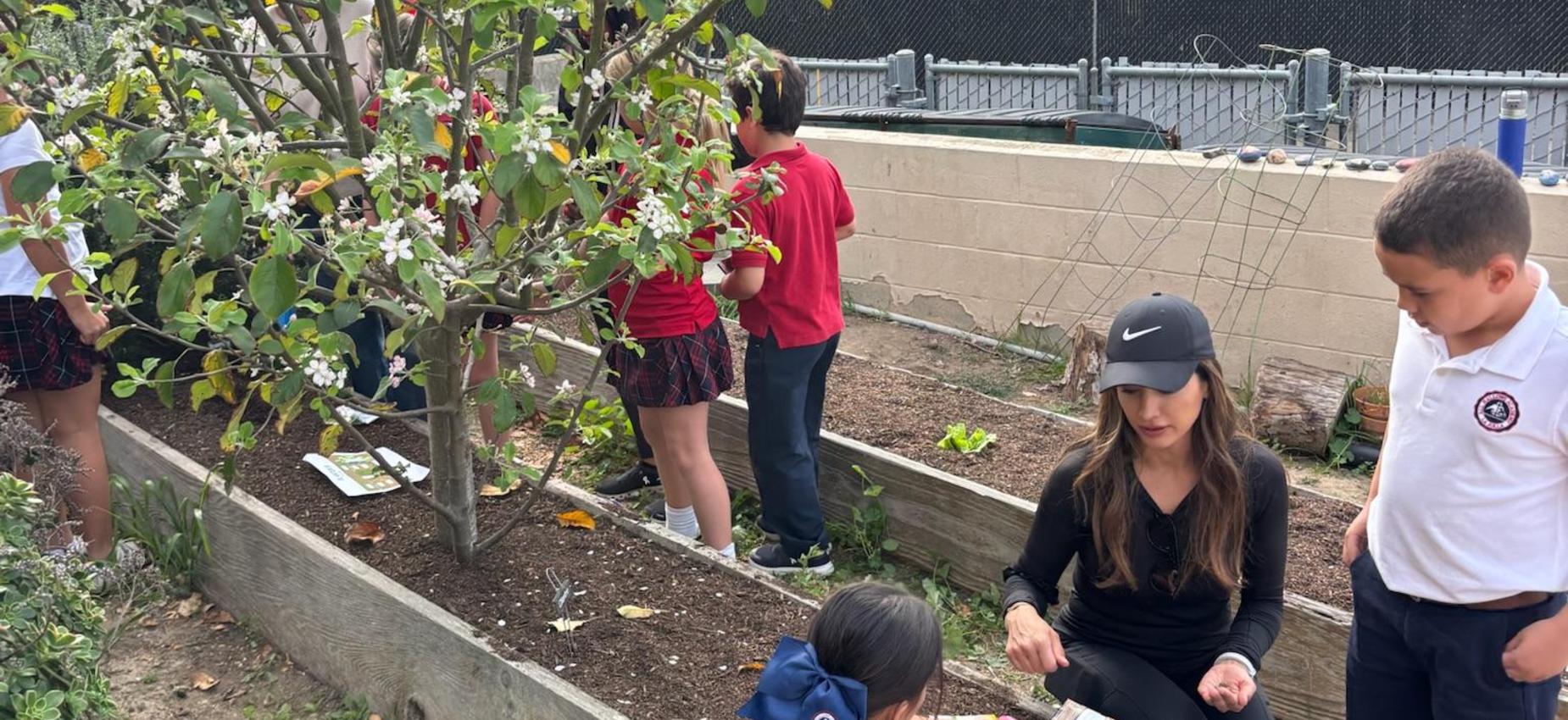 3rd-grade scientists and parent volunteers nurture our school garden.