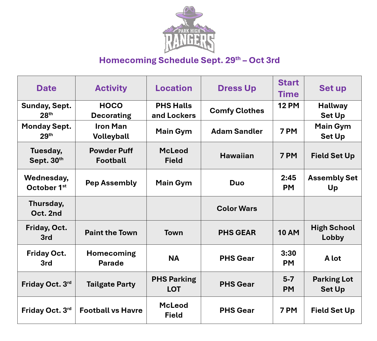 Homecoming Activities