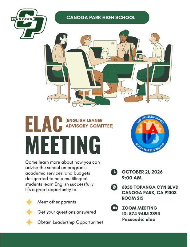 ELAC October Meeting in Room 215