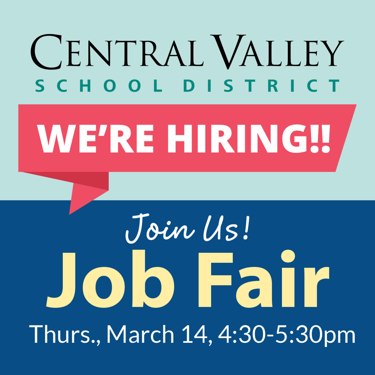 CVSD Job Fair Evergreen Middle School
