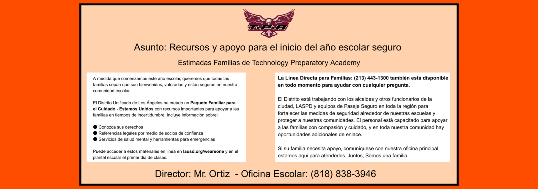 Recursos y apoyo para el inicio del año escolar seguro