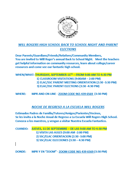 Parent Meeting Flyer