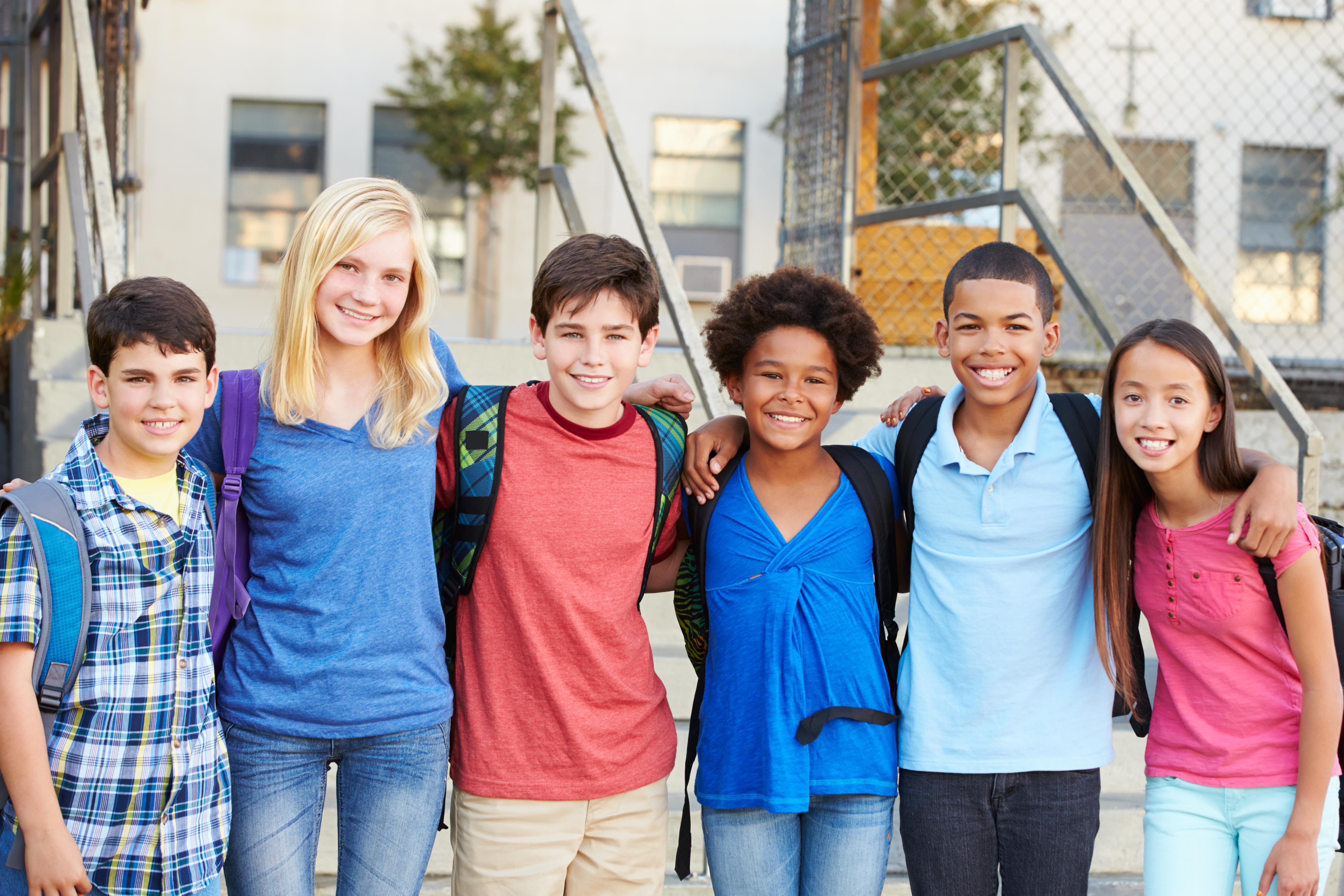 students standing together