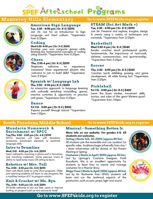 SPEF Fall Classes at MHS - Classes begin September Featured Photo