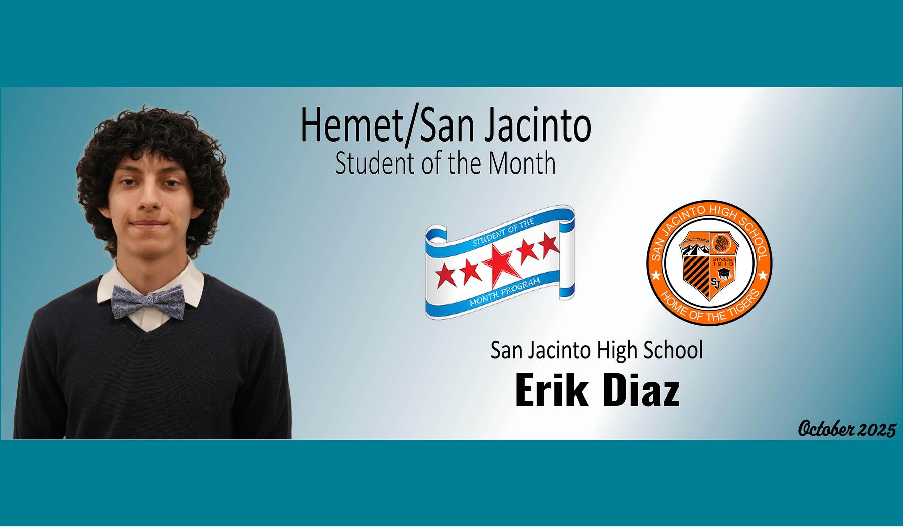 Erik Diaz - SJHS Student of the Month