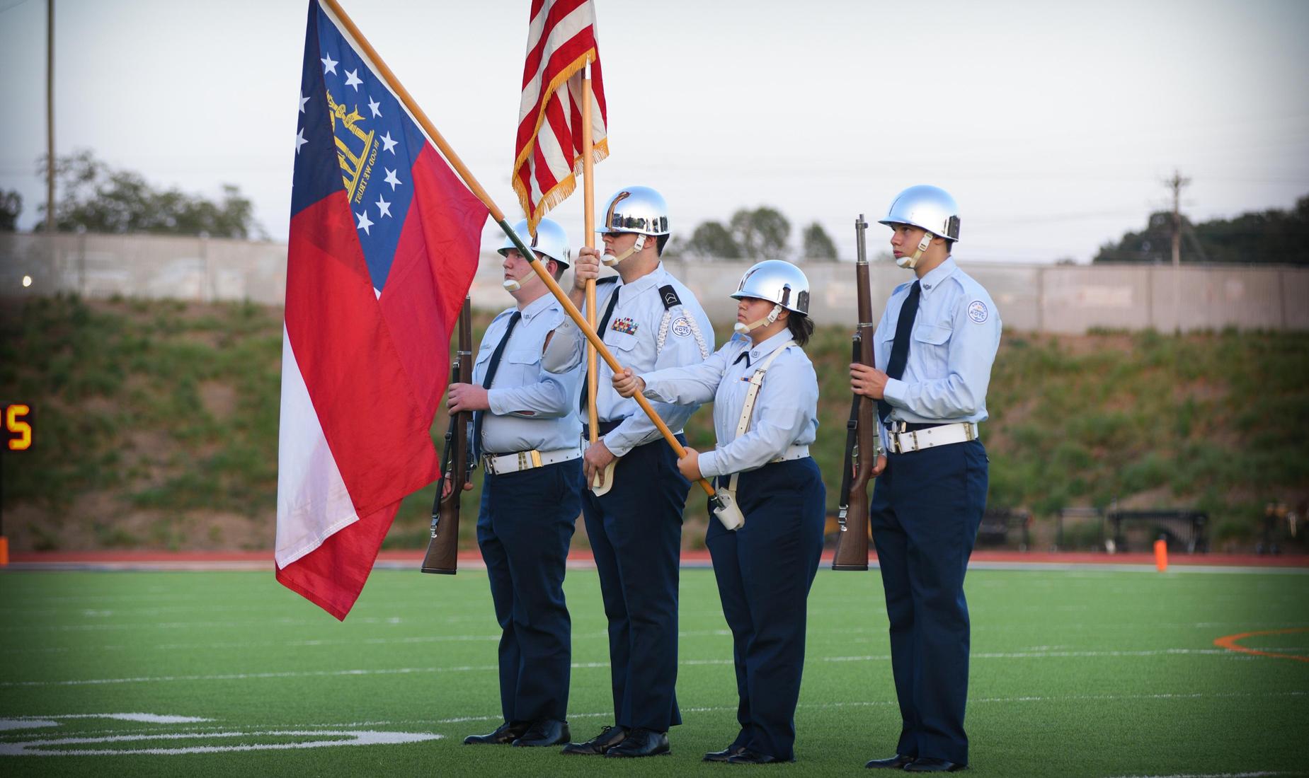 Saluting the flags