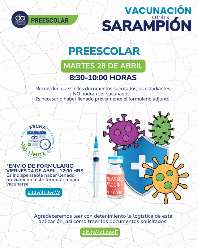 Vacunación de Sarampión: Abril 28