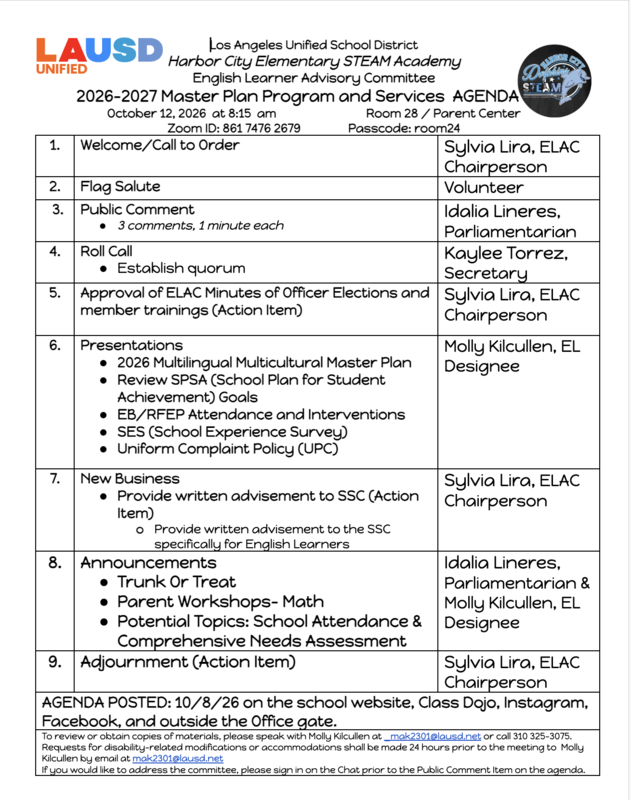 ELAC AGENDA ENG