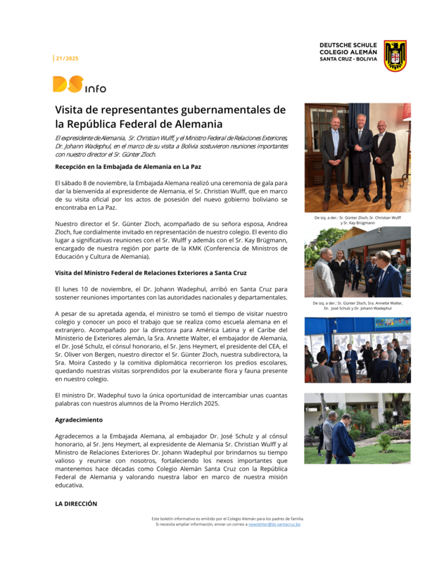 DS-info #21 - 2025: Visita de representantes gubernamentales de la República Federal de Alemania