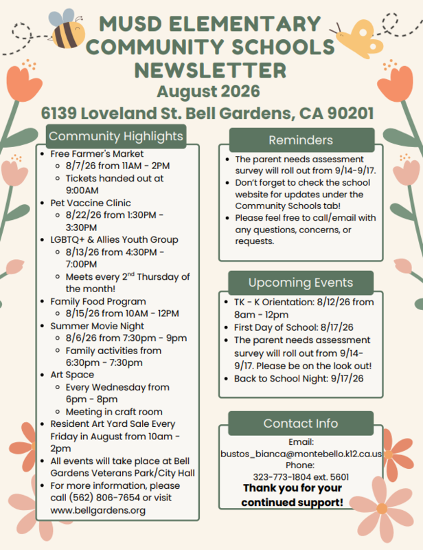 Community Schools Newsletter August