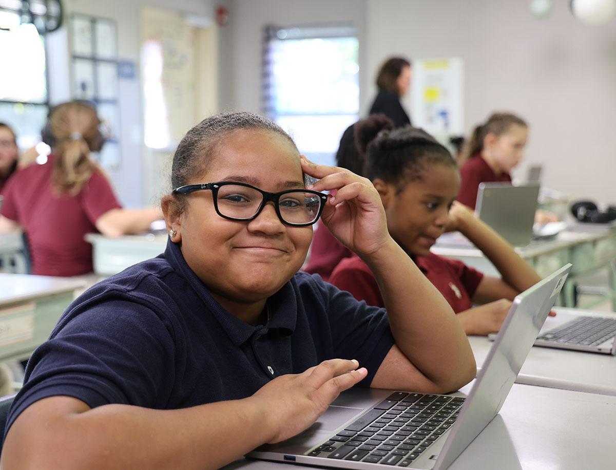 HSA Cincinnati student playing piano in the classroom