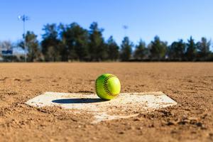 Softball on home plate