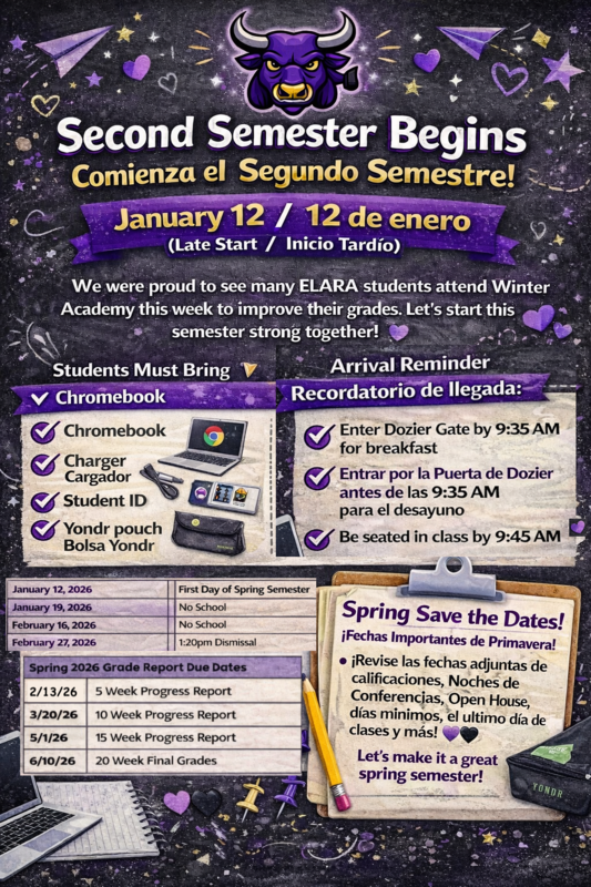 Spring Semester Save the Dates
