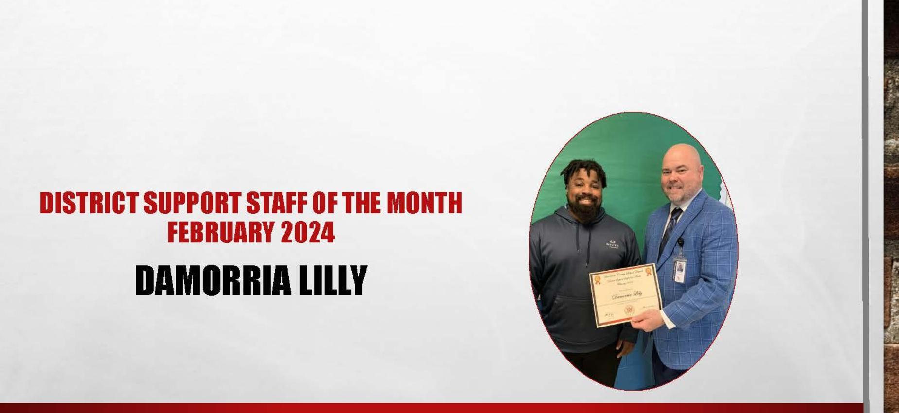 Support Staff of the Month February 2024 Damorria Lilly