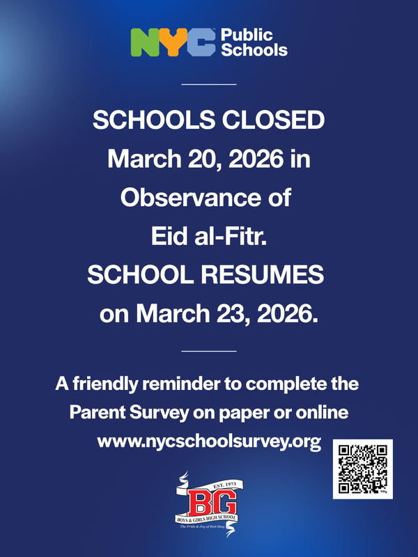 SCHOOLS CLOSED March 20, 2026 in Observance of Eid al-Fitr. School Resumes on March 23, 2026.