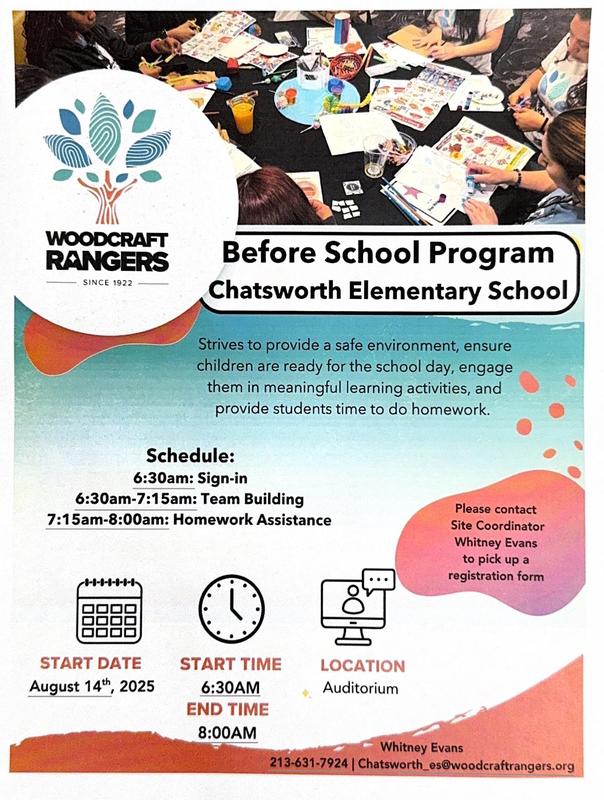 Woodcraft Rangers - Before School Program Flyer