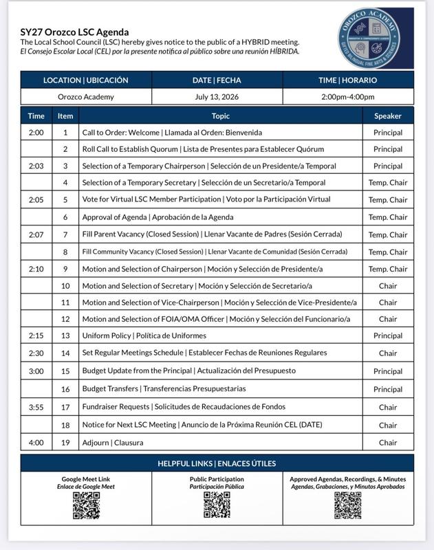Orozco LSC 7.13.26 Agenda