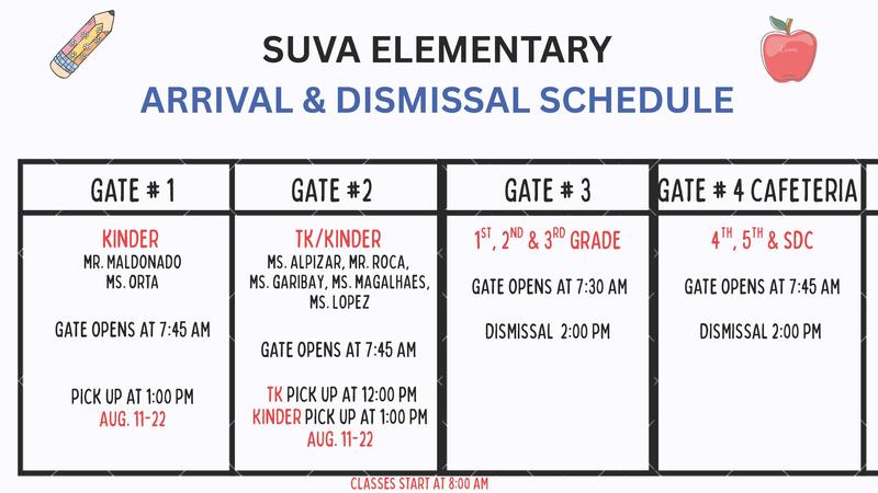 Arrival and Dismissal Schedule